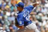 Kansas City Royals starting pitcher Brad Keller throws to the Milwaukee Brewers during the first inning of a baseball game Wednesday, July 21, 2021, in Milwaukee. (AP Photo/Jeffrey Phelps)