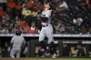 Cleveland Indians' Cesar Hernandez celebrates his solo home run during the seventh inning of a baseball game against the Houston Astros, Wednesday, July 21, 2021, in Houston. (AP Photo/Eric Christian Smith)