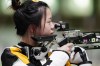 Qian Yang, of China, practices at the Asaka Shooting Range ahead of the 2020 Summer Olympics, Friday, July 23, 2021, in Tokyo, Japan. (AP Photo/Alex Brandon)