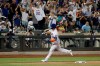 New York Mets' Pete Alonso celebrates as he rounds third base after hitting a solo home run against the Toronto Blue Jays during the eighth inning of a baseball game Friday, July 23, 2021, in New York. (AP Photo/Adam Hunger)