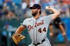 Detroit Tigers relief pitcher Daniel Norris (44) throws to a batter during the fifth inning of a baseball game against the Kansas City Royals at Kauffman Stadium in Kansas City, Mo., Saturday, July 24, 2021. (AP Photo/Colin E. Braley)