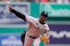 New York Yankees' Domingo German delivers a pitch against the Boston Red Sox in the first inning of a baseball game, Sunday, July 25, 2021, in Boston. (AP Photo/Steven Senne)
