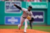 New York Yankees' Domingo German delivers a pitch against the Boston Red Sox in the first inning of a baseball game, Sunday, July 25, 2021, in Boston. (AP Photo/Steven Senne)