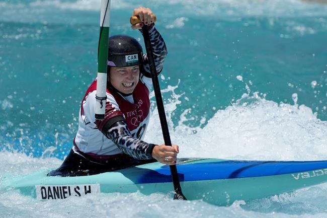 Haley Daniels of Canada trains for the Women's C1 event during a training session at the Kasai Canoe Slalom Centre at the 2020 Summer Olympics, Thursday, July 22, 2021, in Tokyo, Japan. THE CANADIAN PRESS/AP/Kirsty Wigglesworth