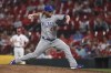 Chicago Cubs relief pitcher Craig Kimbrel throws during the ninth inning of the team's baseball game against the St. Louis Cardinals on Tuesday, July 20, 2021, in St. Louis. (AP Photo/Joe Puetz)