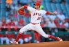 Los Angeles Angels starting pitcher Andrew Heaney throws during the first inning of a baseball game against the Colorado Rockies Wednesday, July 28, 2021, in Anaheim, Calif. (AP Photo/John McCoy)