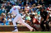 Chicago Cubs' Kris Bryant watches his two-run home run during the first inning of a baseball game against the Arizona Diamondbacks Sunday, July 25, 2021, in Chicago. (AP Photo/Paul Beaty)