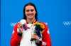 Kylie Masse, of Canada, poses after winning the silver medal in the women's 200-meter backstroke final at the Tokyo Summer Olympic Games, in Tokyo, Saturday, July 31, 2021. THE CANADIAN PRESS/AP-Gregory Bull
