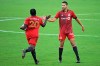 Toronto FC forward Ayo Akinola (20) is congratulated by defender Omar Gonzalez (44) after Akinola scored a goal during the first half of the team's MLS soccer match against Orlando City, nbsp;in Orlando, Fla., Saturday, June 19, 2021. Toronto FC and Nashville SC&nbsp;face off Sunday at BMO Field. THE CANADIAN PRESS/AP-Phelan M. Ebenhack