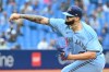 Toronto Blue Jays’ Alek Manoha pitches during the first inning in MLB baseball action against the Kansas City Royals in Toronto on Saturday, July 31, 2021. THE CANADIAN PRESS/Jon Blacker