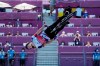 Charlotte Worthington of Britain competes in the women's BMX freestyle final at the 2020 Summer Olympics, Sunday, Aug. 1, 2021, in Tokyo, Japan. (AP Photo/Ben Curtis)