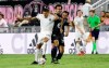 Inter Miami midfielder Gregore Silva (26) and CF Montreal midfielder Mathieu Choiniere (29) fight for the ball during the first half of an MLS soccer match Saturday, July 31, 2021, in Fort Lauderdale, Fla. (AP Photo/Rhona Wise)