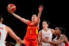 Spain's Silvia Dominguez (6) drives to the basket during women's basketball preliminary round game against Canada at the 2020 Summer Olympics, Sunday, Aug. 1, 2021, in Saitama, Japan. (AP Photo/Eric Gay)