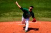 Mexico's Manuel Barrera pitches during a baseball game against Israel at Yokohama Baseball Stadium during the 2020 Summer Olympics, Sunday, Aug. 1, 2021, in Yokohama, Japan. (AP Photo/Matt Slocum)