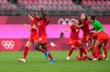 Canada's players celebrate after winning 1-0 to United States during a women's semifinal soccer match at the 2020 Summer Olympics, Monday, Aug. 2, 2021, in Kashima, Japan. THE CANADIAN PRESS/AP-Fernando Vergara