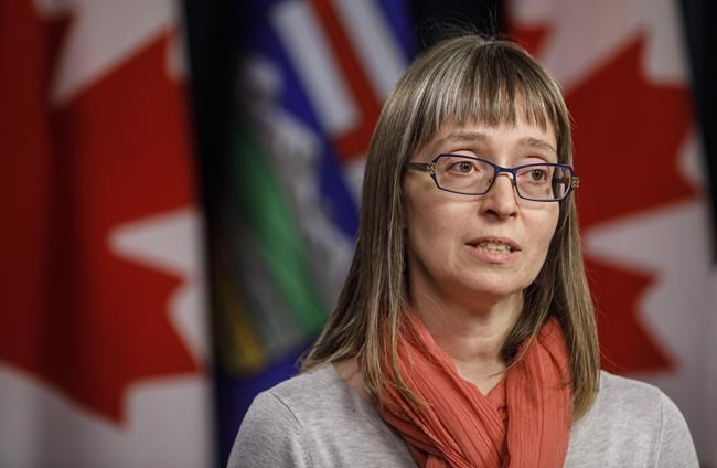 Alberta's chief medical officer of health, Dr. Deena Hinshaw, updates media on the COVID-19 situation in Edmonton, Friday, March 20, 2020. Hinshaw is apologizing for causing