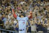 Toronto Blue Jays left fielder Lourdes Gurriel Jr. (13) celebrates after hitting a home run to left field during fifth inning of American League baseball action against the Boston Red Sox in Toronto on Friday, August 6, 2021. THE CANADIAN PRESS/Christopher Katsarov