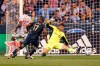 Philadelphia Union forward Sergio Santos, centre, shot goes past Toronto FC goalkeeper Alex Bono, right, for a goal during the first half of an MLS soccer match, Wednesday, Aug. 4, 2021, in Chester, Pa.&nbsp;Toronto FC looks to put a disappointing 3-0 midweek loss in Philadelphia behind it as it hosts New York City FC on Saturday night. THE CANADIAN PRESS/AP/Christopher Szagola