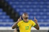 Brazil's Malcom celebrates scoring his side's second goal against Spain during the men's final soccer match at the 2020 Summer Olympics, Saturday, Aug. 7, 2021, in Yokohama, Japan. (AP Photo/Andre Penner)