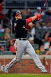 Washington Nationals' Carter Kieboom bats in the fifth inning of a baseball game against the Atlanta Braves, Saturday, Aug. 7, 2021, in Atlanta. (AP Photo/Edward Pio Roda)