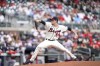 Atlanta Braves starting pitcher Max Fried (54) delivers in the first inning of a baseball game against the Washington Nationals, Sunday, Aug. 8, 2021, in Atlanta. (AP Photo/Brynn Anderson)