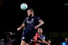 New York City FC defender Maxime Chanot (4) heads the ball away from his goal over Toronto FC defender Omar Gonzalez during the second half MLS soccer action in Kissimmee, Fla., Sunday, July 26, 2020. Chanot has been fined for 