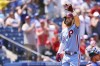 Philadelphia Phillies' Bryce Harper (3) gestures after he hit a home run against the Los Angelas Dodgers during the first inning of a baseball game Thursday, Aug. 12, 2021, in Philadelphia, Pa. (AP Photo/Rich Schultz)