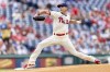 Philadelphia Phillies starting pitcher Matt Moore throws during the first inning of a baseball game against the Cincinnati Reds, Saturday, Aug. 14, 2021, in Philadelphia. (AP Photo/Laurence Kesterson)