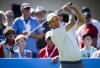 Canada's Stephen Ames tees off on the first hole during the PGA Tour Champion's Shaw Charity Classic golf event in Calgary, Alta., Friday, Aug. 13, 2021. THE CANADIAN PRESS/Jeff McIntosh