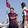Austin Greaser reacts after defeating Travis Vick on the 17th hole during the semifinals of the U.S. Amateur golf tournament Saturday, Aug. 14, 2021, at Oakmont Country Club in Oakmont, Pa. (Matt Freed/Pittsburgh Post-Gazette via AP)