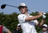 James Piot tees off the ninth hole during the semifinals of the U.S. Amateur golf tournament Saturday, Aug. 14, 2021, at Oakmont Country Club in Oakmont, Pa. (Matt Freed/Pittsburgh Post-Gazette via AP)