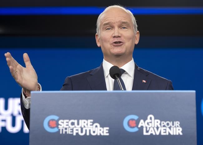 Conservative Leader Erin O’Toole speaks to the media as he launches his election campaign in Ottawa, Sunday, Aug. 15, 2021. Canadians will vote in a federal election Sept. 20th. THE CANADIAN PRESS/Ryan Remiorz