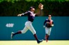 Cleveland Indians left fielder Oscar Mercado catches the fly out hit by Detroit Tigers designated hitter Miguel Cabrera during the fourth inning of a baseball game, Sunday, Aug. 15, 2021, in Detroit. (AP Photo/Carlos Osorio)