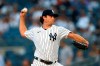 New York Yankees starting pitcher Gerrit Cole throws against the Los Angeles Angels during the first inning of a baseball game Monday, Aug. 16, 2021, in New York. (AP Photo/Noah K. Murray)