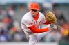 San Francisco Giants starting pitcher Logan Webb works against the New York Mets during the first inning of a baseball game, Tuesday, Aug. 17, 2021, in San Francisco. (AP Photo/Tony Avelar)
