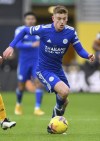 FILE - In this file photo dated Sunday, Feb. 7, 2021, Leicester's Harvey Barnes, during the English Premier League soccer match against Wolverhampton Wanderers at the Molineux Stadium in Wolverhampton, England. The 23-year-old Leicester winger Harvey Barnes has signed a contract extension Thursday Aug. 19, 2021, to keep him at his boyhood club until June 2025. (Justin Tallis/Pool via AP, FILE)