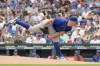Kansas City Royals starting pitcher Kris Bubic (50) throws against the Chicago Cubs during the first inning of a baseball game, Saturday, Aug. 21, 2021, in Chicago. (AP Photo/Mark Black)