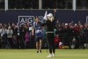 Sweden's Anna Nordqvist celebrates on the 18th green as she wins the Women's British Open golf championship, in Carnoustie, Scotland, Sunday, Aug. 22, 2021. (AP Photo/Scott Heppell)