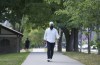 NDP leader Jagmeet Singh walks up to a news conference on climate change in Montreal on Monday, August 23, 2021. THE CANADIAN PRESS/Paul Chiasson