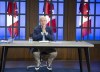Conservative Leader Erin O’Toole takes part in a virtual telephone townhall meeting with voters in Ontario from the party’s studio, in Ottawa, Monday, Aug. 23, 2021. Canadians will vote in a federal election Sept. 20th. THE CANADIAN PRESS/Ryan Remiorz