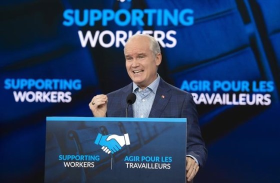 Conservative Leader Erin O’Toole speaks to the media Monday, August 23, 2021 in Ottawa. Canadians will vote in a federal election Sept. 20th. THE CANADIAN PRESS/Ryan Remiorz