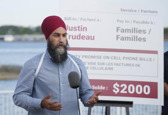 NDP leader Jagmeet Singh responds to a question during a news conference on the waterfront in Windsor, Ontario on Wednesday, August 25, 2021. THE CANADIAN PRESS/Paul Chiasson