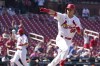 St. Louis Cardinals' Lars Nootbaar (68) celebrates after hitting a walk-off single as Paul Goldschmidt, left, come in to score the game-winning run during the 10th inning of a baseball game against the Detroit Tigers Wednesday, Aug. 25, 2021, in St. Louis. (AP Photo/Jeff Roberson)