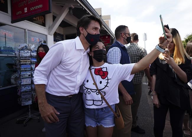 Liberal Leader Justin Trudeau makes a whistle-stop at Fisherman's Wharf in Steveston, Richmond, B.C., on Wednesday, Aug 25, 2021. THE CANADIAN PRESS/Sean Kilpatrick