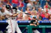 Arizona Diamondbacks' Drew Ellis hits an RBI-single against Philadelphia Phillies pitcher Matt Moore during the second inning of a baseball game, Thursday, Aug. 26, 2021, in Philadelphia. (AP Photo/Matt Slocum)
