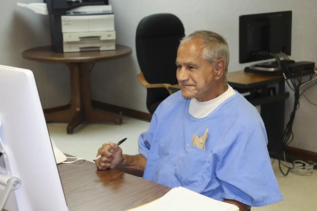 In this image provided by the California Department of Corrections and Rehabilitation, Sirhan Sirhan arrives for a parole hearing Friday, Aug. 27, 2021, in San Diego. Sirhan faces his 16th parole hearing Friday for fatally shooting U.S. Sen. Robert F. Kennedy in 1968. (California Department of Corrections and Rehabilitation via AP)