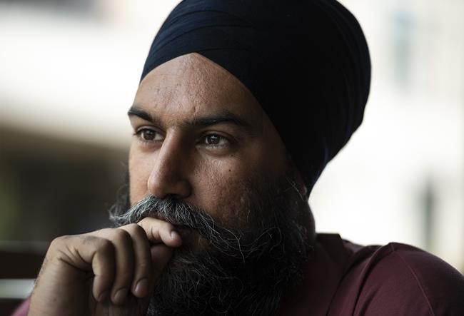 NDP Leader Jagmeet Singh participates in an interview in Ottawa, on Thursday, Aug. 5, 2021. THE CANADIAN PRESS/Justin Tang