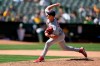 Cleveland Indians relief pitcher James Karinchak throws against the Oakland Athletics during the ninth inning of a baseball game Saturday, July 17, 2021, in Oakland, Calif. (AP Photo/Tony Avelar)