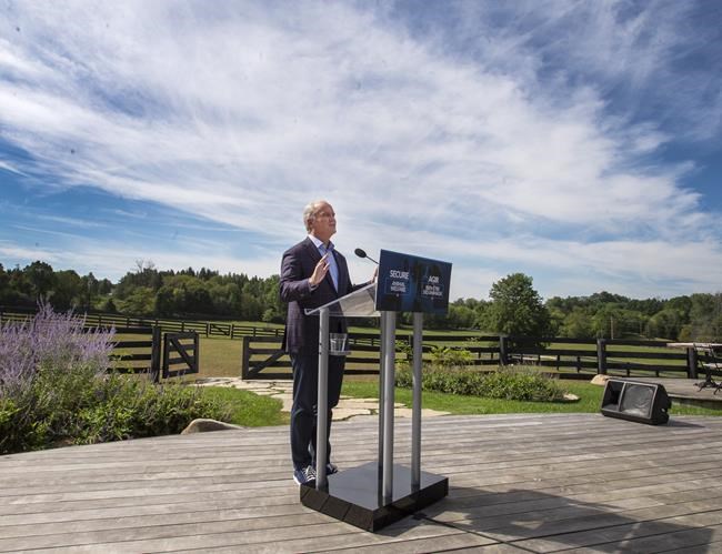 Conservative Leader Erin OToole speaks to the media while visiting an animal shelter Monday, August 30, 2021 in King City, Ontario. Canadians will vote in a federal election Sept. 20th. THE CANADIAN PRESS/Ryan Remiorz
