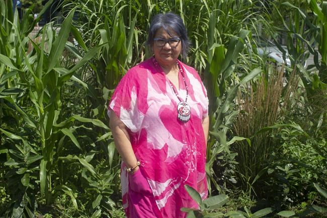 RoseAnne Archibald, the new National Chief of the Assembly of First Nations, is photographed in Toronto on Friday, Aug. 6, 2021. Archibald says leaving Canadian flags lowered for longer continues to honour the lives of Indigenous children who were buried in unmarked graves at Indian residential schools. THE CANADIAN PRESS/Chris Young